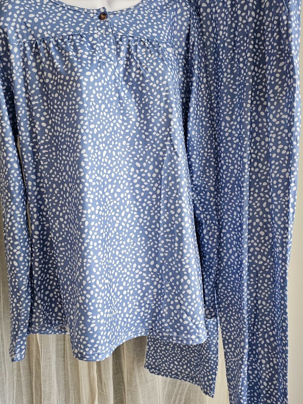 Women's Long Sleeve Pajama Pants with Pockets Set Blue Size XL NEW